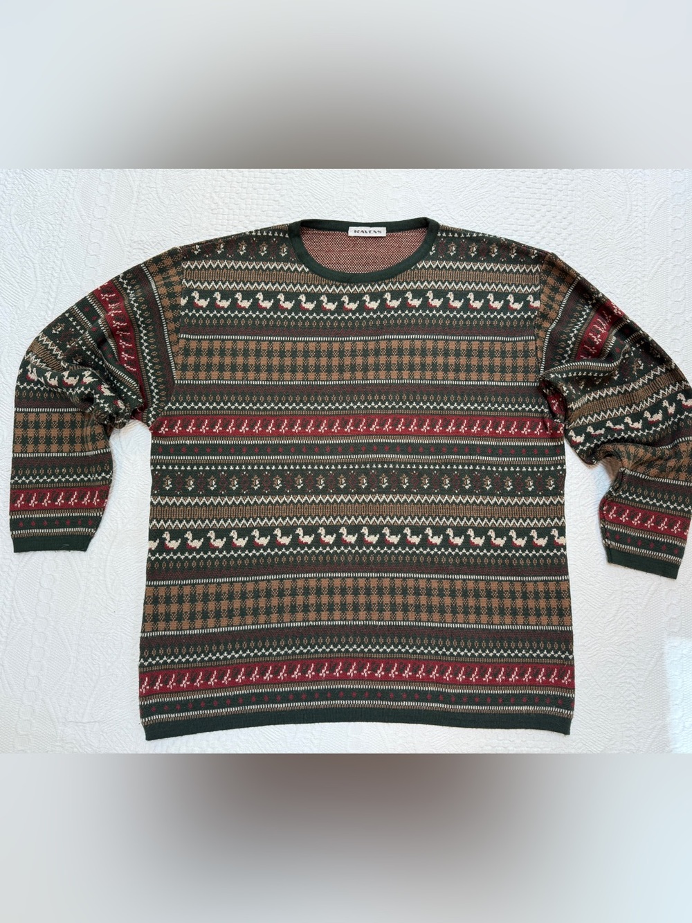 Ravens Made Italy Wool Cashmere Sweater Women’s 10 F42 GB14 Fair Isle Nordic